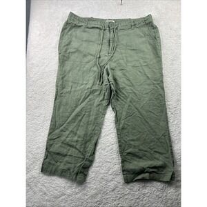 St. John's‎ Bay Size 16 Olive Green Classic Fit Crop Capri 100% Linen